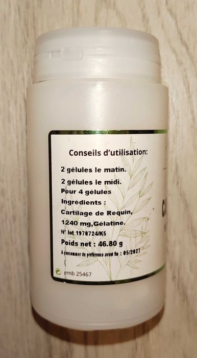 Cartilaj de rechin, 120 capsule - produs de François Nature în Franța