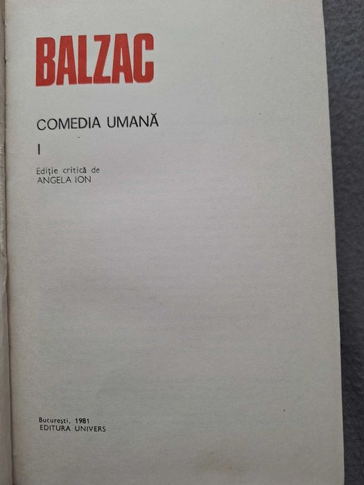 Comedia umana ( volum 1)  --  Honore de Balzac