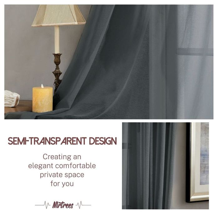 Set 2 Perdele Voal Antracit 160x140 SemiTransparente