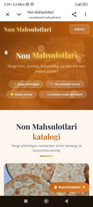 Dastafka bilan ishlaydiganlar uchun web sayt