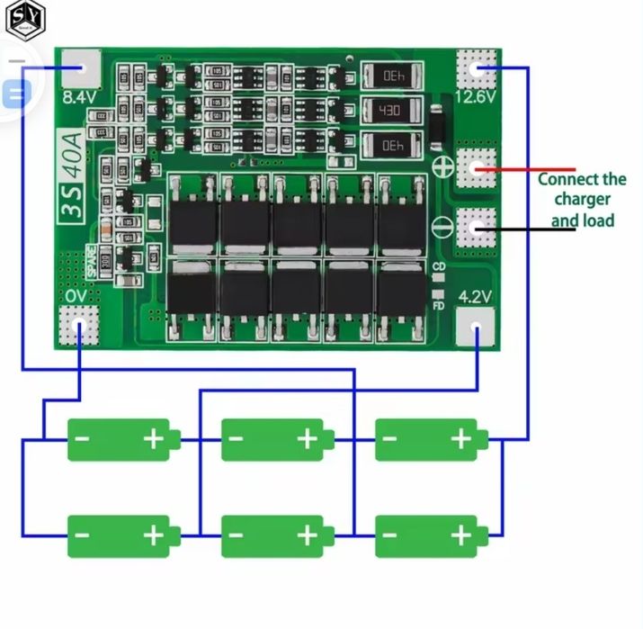 Bms 3s 12v 40 amperi