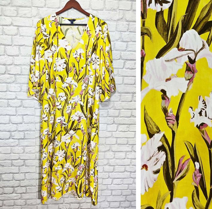 GANT Iris Floral Жълта рокля на цветя Ирис Размер UK 12 / L