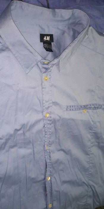 Camasa barbateasca H&M blue cu maneca scurta , buzunar, L-XL