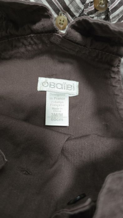 Set salopeta + cămașă bebe baiat +  bavetica 3 luni