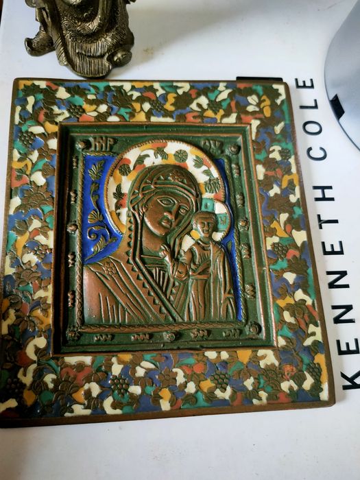 icoană metalică ortodoxă (de călătorie) a Maicii Domnului din Kazan (Kazanskaya