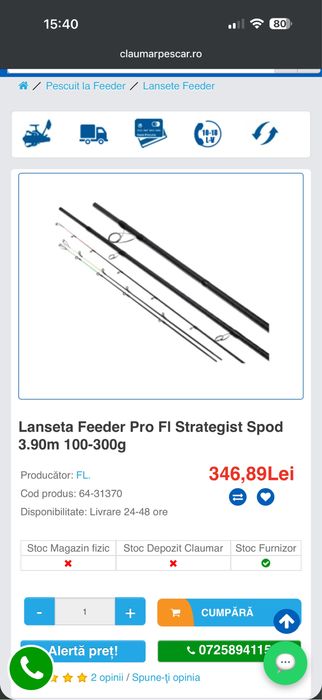 Combo Feeder Pro Fl Strategisti 3.90 /100-300g + Mulineta Fl