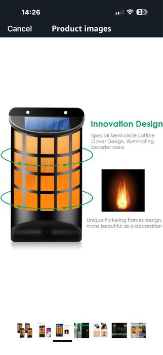 Lumina/baterie solara cu flacara - 4 bucati noi