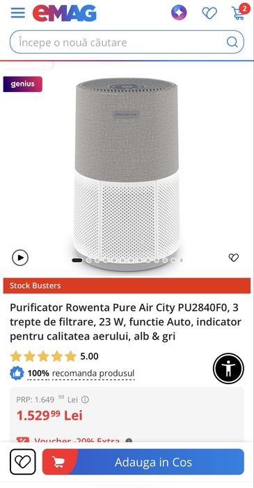 Purificator Rowenta Pure Air City NOU SIGILAT