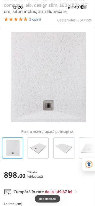 Cada dus 100x80 cm