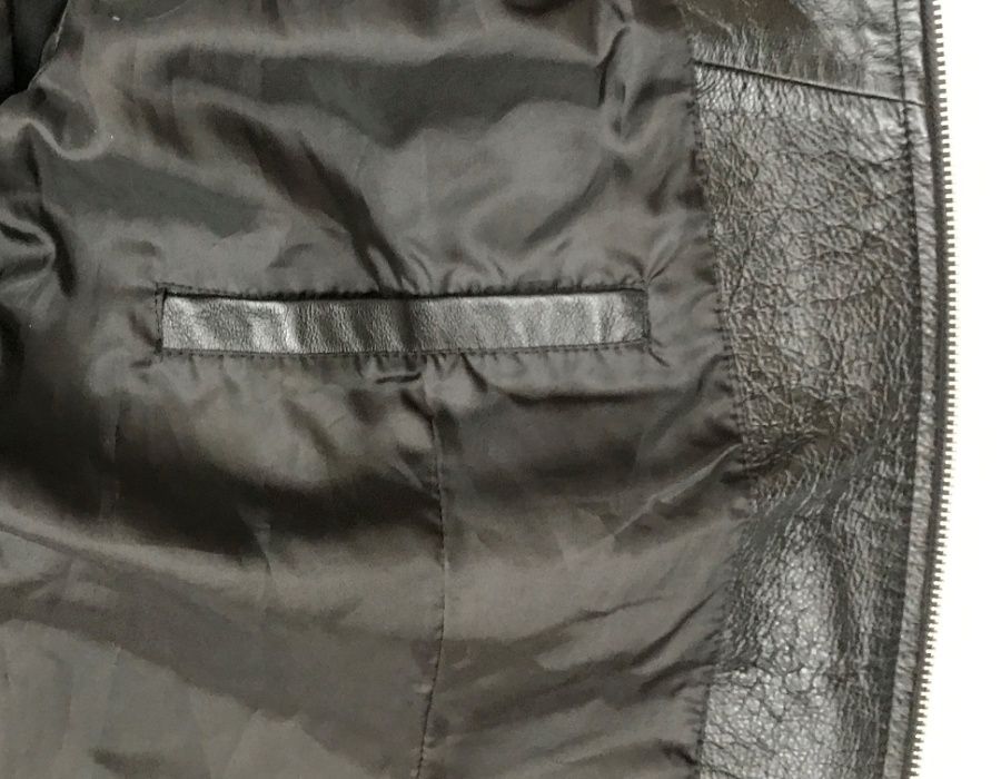 Jacheta neagra barbati piele naturala miel fina 6 buzunare haina geaca