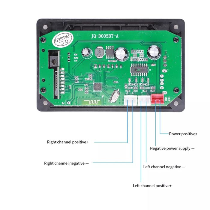 Мп3 плеър 2*40 W, DC 7V/26V, Bluetooth 5.0 за вграждане папки,Tf, Usb