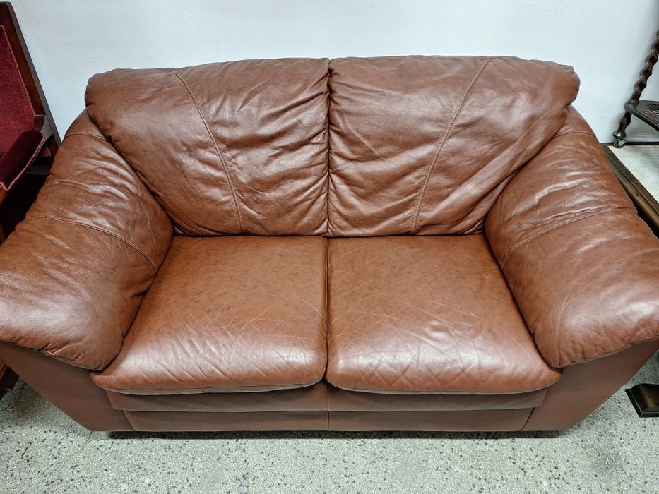 Диван двойка естествена кожа