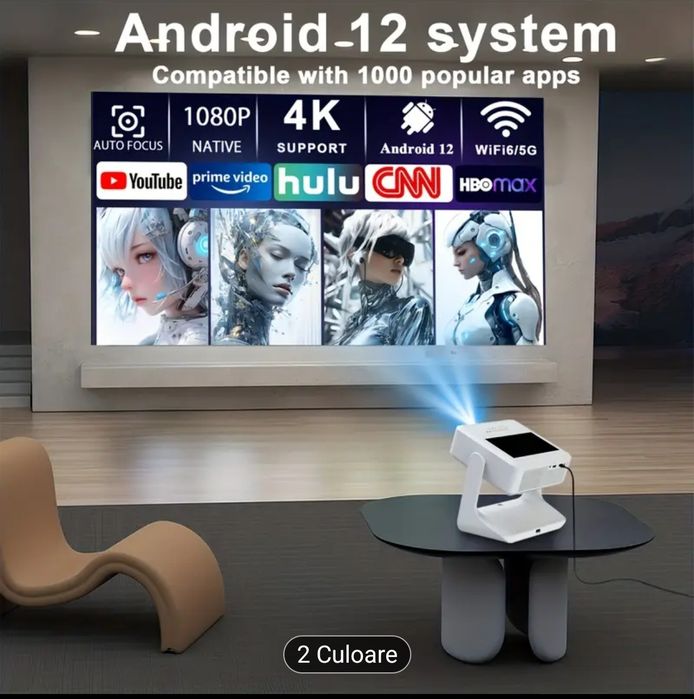 Videoproiector cu display și touchscreen 4k