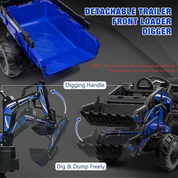 Tractor electric Kinderauto 720-T, 2x 45W 12V, cupa si incarcator Blue