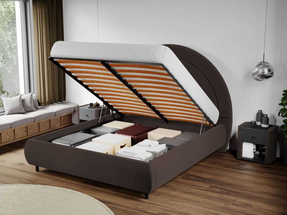 Pat Tapitat Leo Maro Velluto 6 cu tablie semirotunda rabatabil