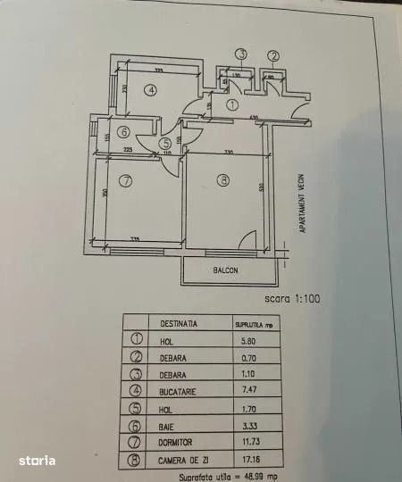 7 min Metrou Parc IOR 2camere liber Cf.1 decomandat etaj 5 bloc reab