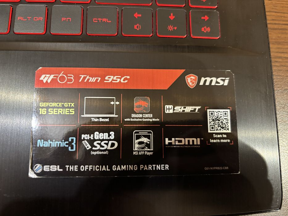 Лаптоп MSI GF63 Thin 9SC