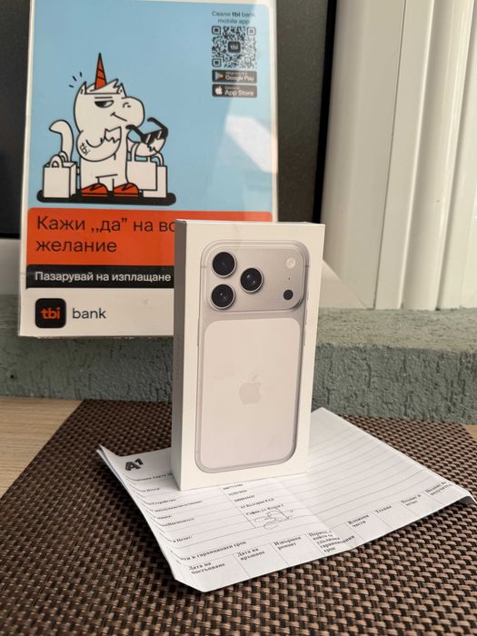 НОВ! 24М ГАРАНЦИЯ! iPhone 17pro Лизинг от 45€/м Silver orange blue 256