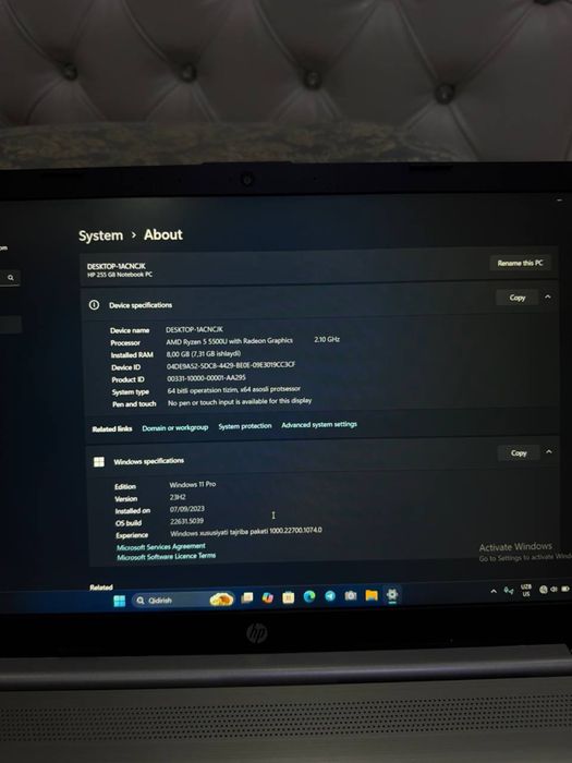Noutbok HP 255GB 8 gb 256 gb AMD Ryzen 5 5500u