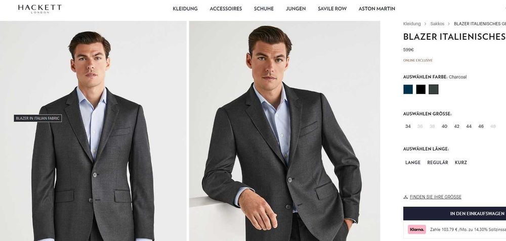 Sacou blazer slim 40 L de lux Hackett lana super 120's navy