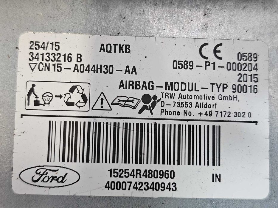 Airbag pasager bord Ford Ecosport 2015 1.0 EcoBoost 92kW Cod OEM: CN15-A044H30-AA, 34133216B (5F3)