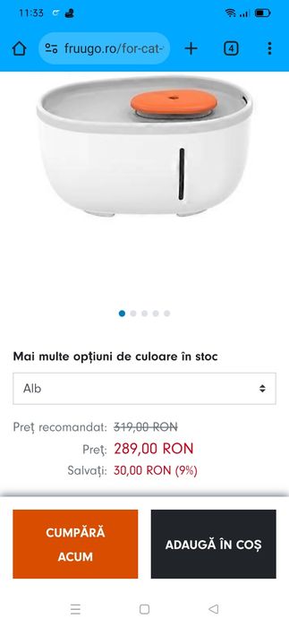 Fântâna de apa pt animale (câini,pisici)