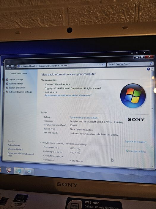 Sony VAIO 16 GB RAM VPCEH 15.6" Intel Core i3-2330M, 2.20 GHz