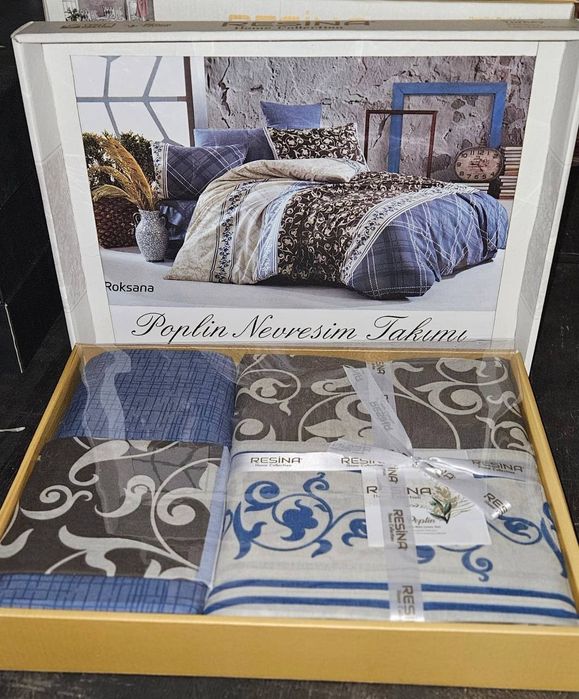 Lenjerie de pat ranforsate 100% din bumbac poplin 4 piese