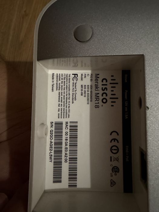 Cisco router / acces point poe meraki mr18