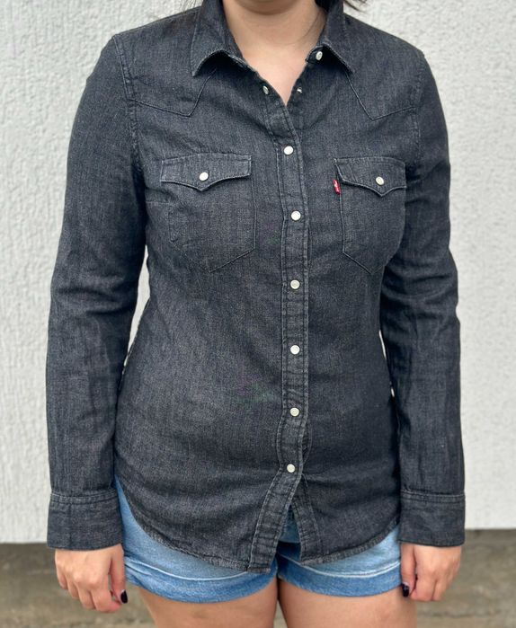 Cămașă blugi Levi’s Tailored Fit damă mărimea M gri închis denim western