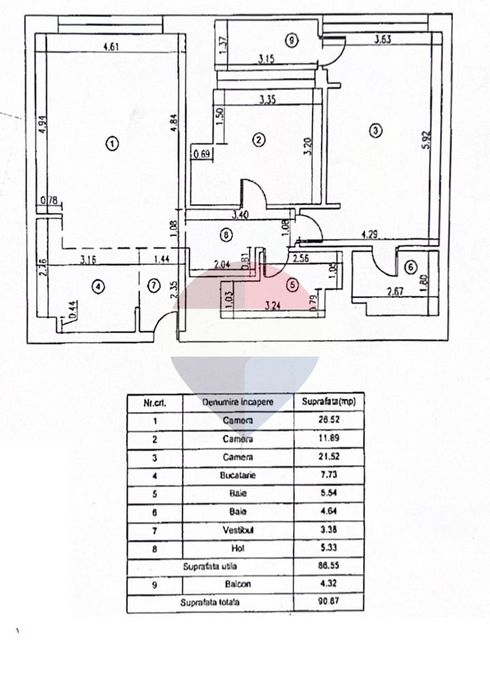 Apartament comfortabil cu 3 camere de vanzare in Cortina Residence
