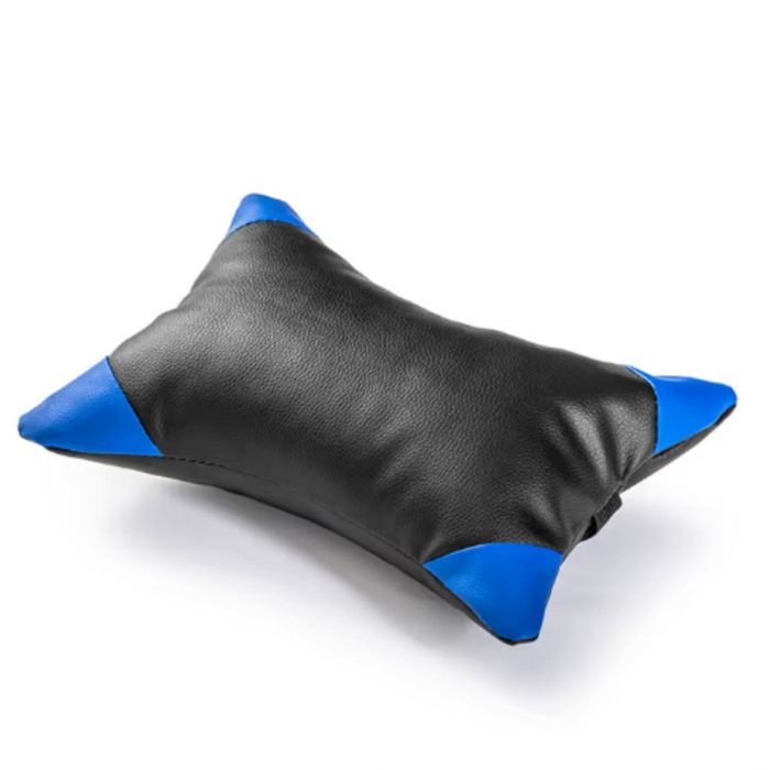 Геймърски стол с поставка за крака – черно-син, въртящ, с масажна функ