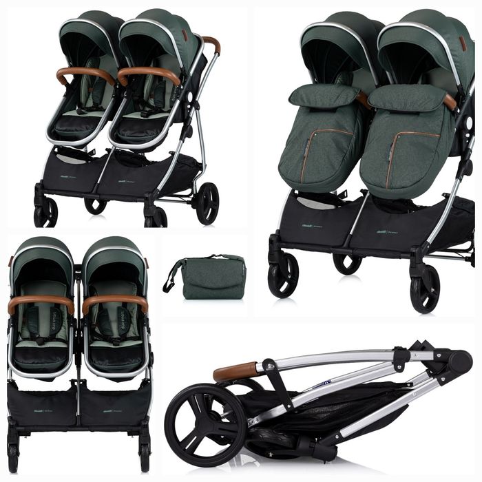 Chipolino Duo Smart зелена + кошове за кола + матраци за кошовете