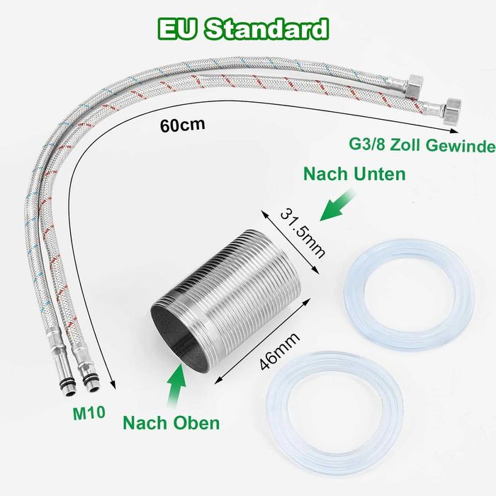 Baterie de bucătărie, pentru chiuvetă de bucătărie rotativă la 360°