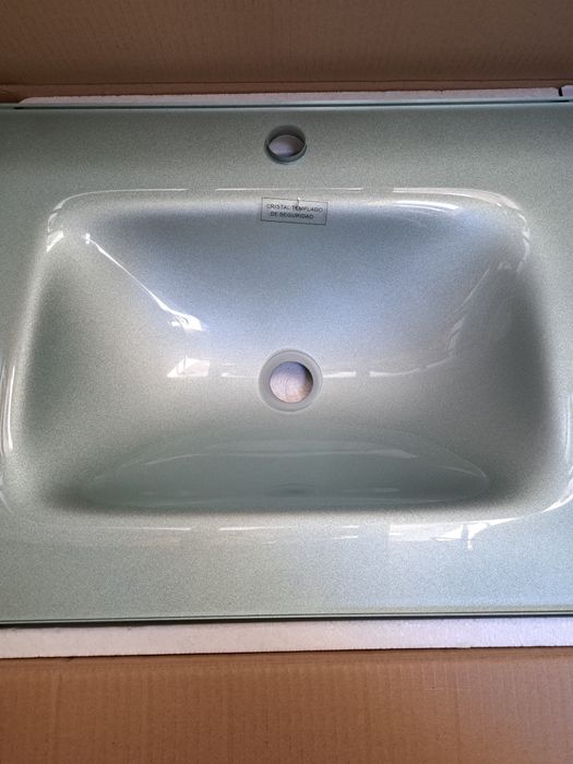 Lavoar superb  100 cm lungime cristal securizat argintiu metalizat