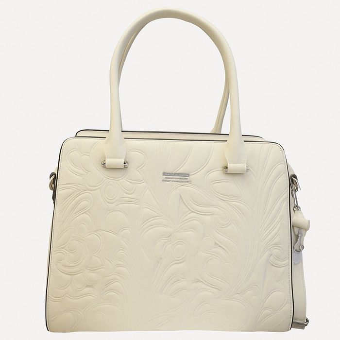 Елегантна дамска чанта с флорален релеф