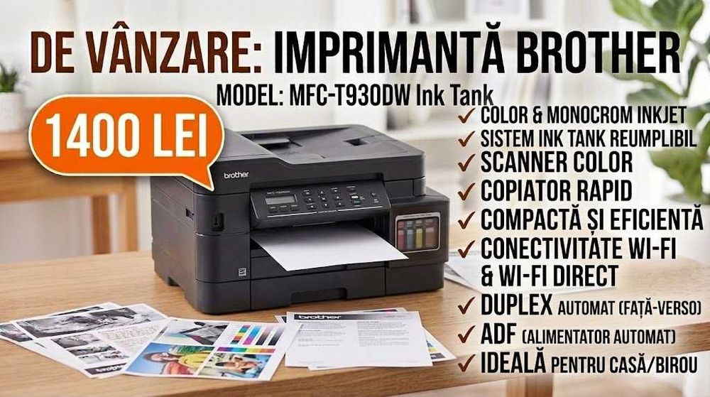 Brother MFC-T930DW Ink Tank - Wi-Fi, ADF, Duplex, Factură, Garanție