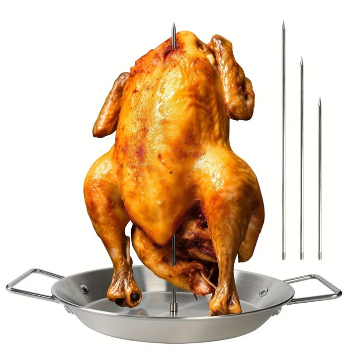 Издръжлив тиган за печене на дюнер месо, за цяло пиле, със стойки