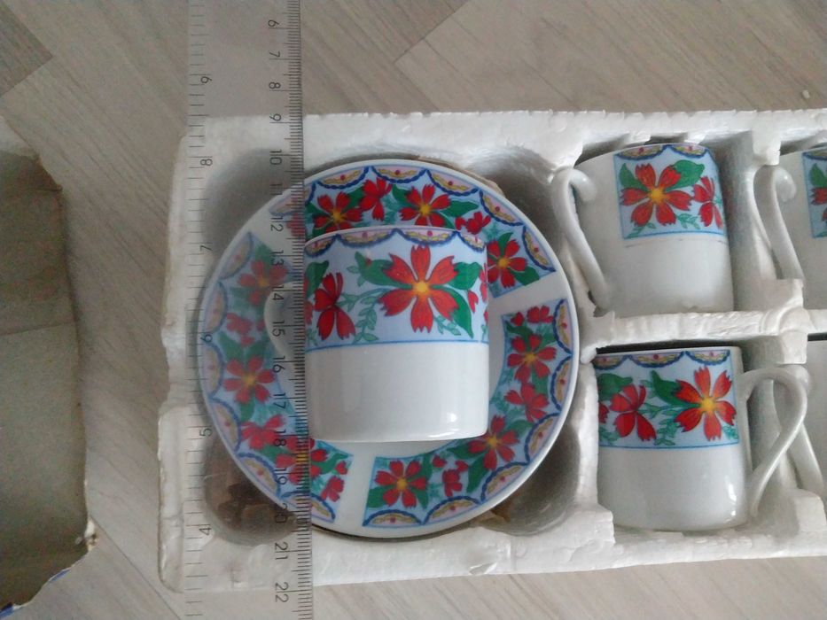 Set 6 cescute si 6 farfuriute - model floral