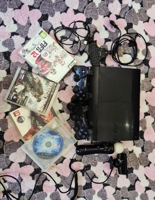 PS3 Super Slim + полный комплект + игры