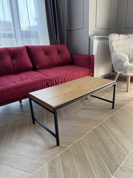 Маса за кафе TRAPPEDAL – 50x100, цвят дъб/черно