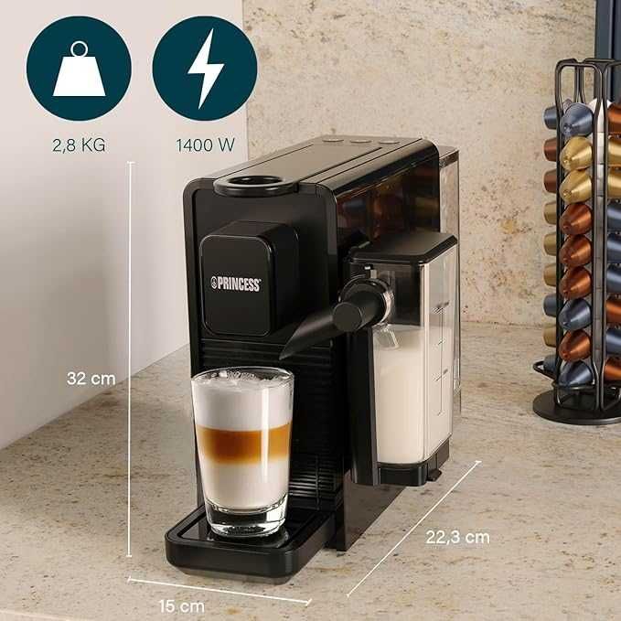 Капсулна кафемашина Princess Capsule and Latte Pro, съвместима с Nespresso капсули