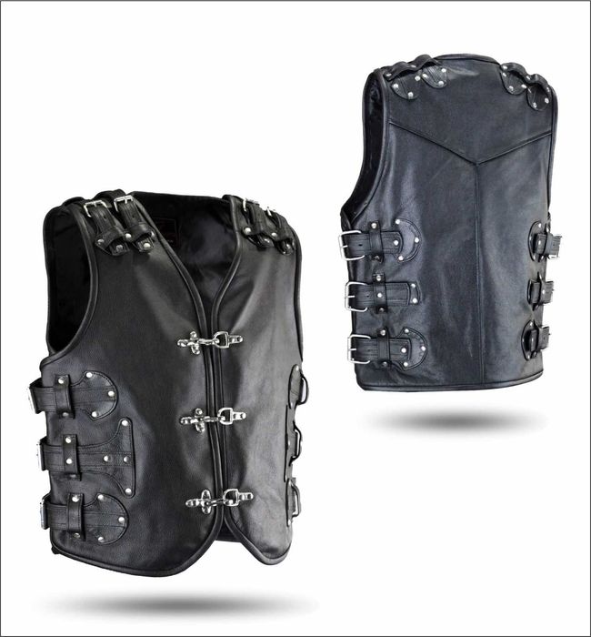 елек Рокерски кожен елек motomall 2019! кожа рокер чопър мото мотор