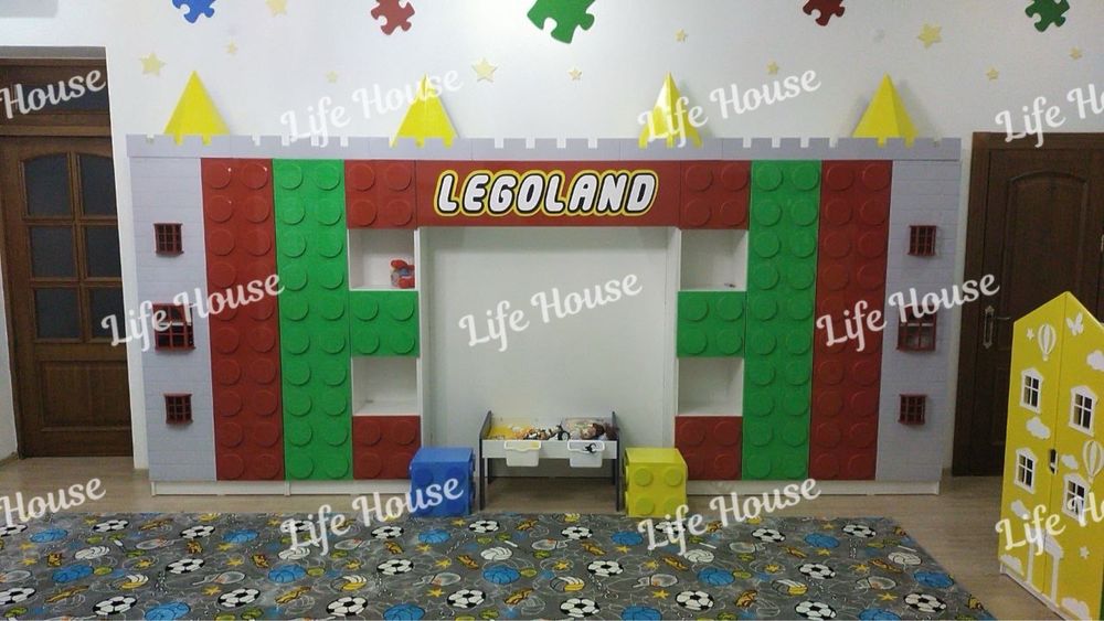 Мебель для детского сада стеллаж для игрушек в стиле лего