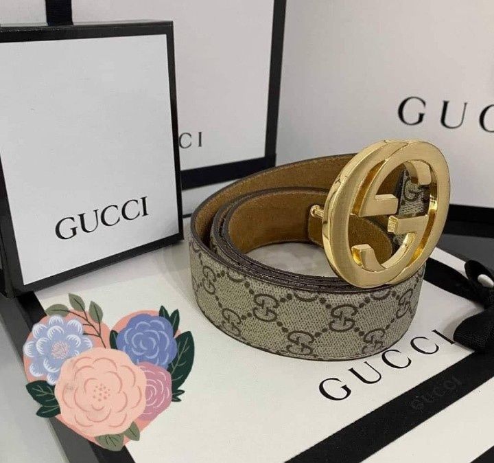 Curea piele naturala Gucci logo metalic auriu, cutie, etichetă