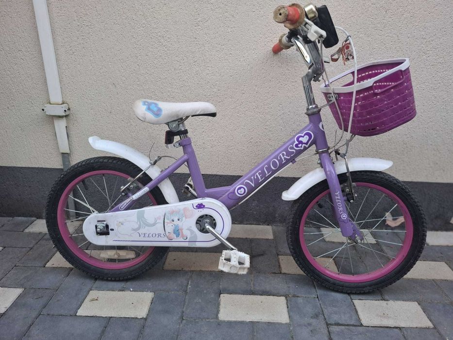 Bicicleta fetite Velors 16" (3-7 ani)