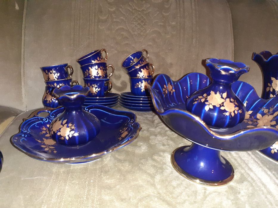 Set porțelan Bavaria cobalt cu aur 24k