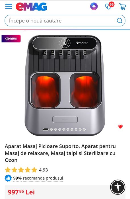 Aparat Masaj Picioare Suporto, Aparat pentru Masaj de relaxare, Masaj talpi si Sterilizare cu Ozon
