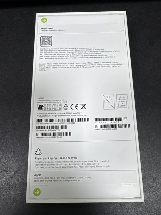 Iphone 18pro 256gb sigilat