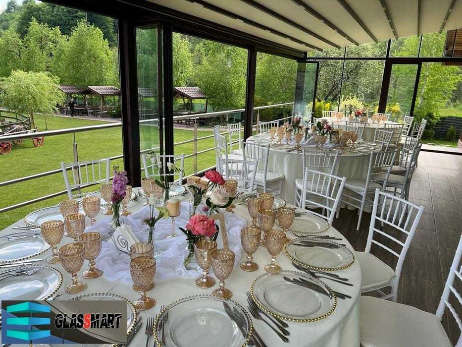 Inchidere Balcone , Terasa , Pergole retractabila cu LED, Bioclimatic Rolling Roof retractabila cu lamela alum., Wintergarden  Acoperis fix din sticla